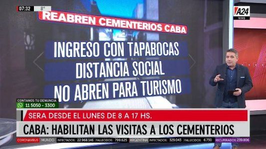 Desde el próximo lunes reabren los cementerios porteños sólo para visita de familiares