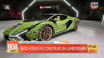 Así quedó un Lamborghini hecho con Lego. (Captura de Tv) Así quedó un Lamborghini hecho con Lego. (Captura de Tv)