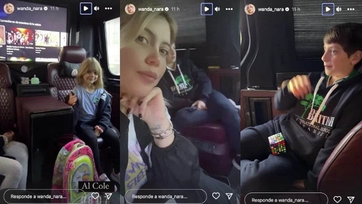 Wanda Nara y sus hijos rumbo a la escuela en Estambul en la lujosa camioneta en la que se traslada.&nbsp;