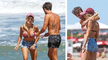 Laurita Fernández y Nicolás Cabré se metieron al mar con Rufina