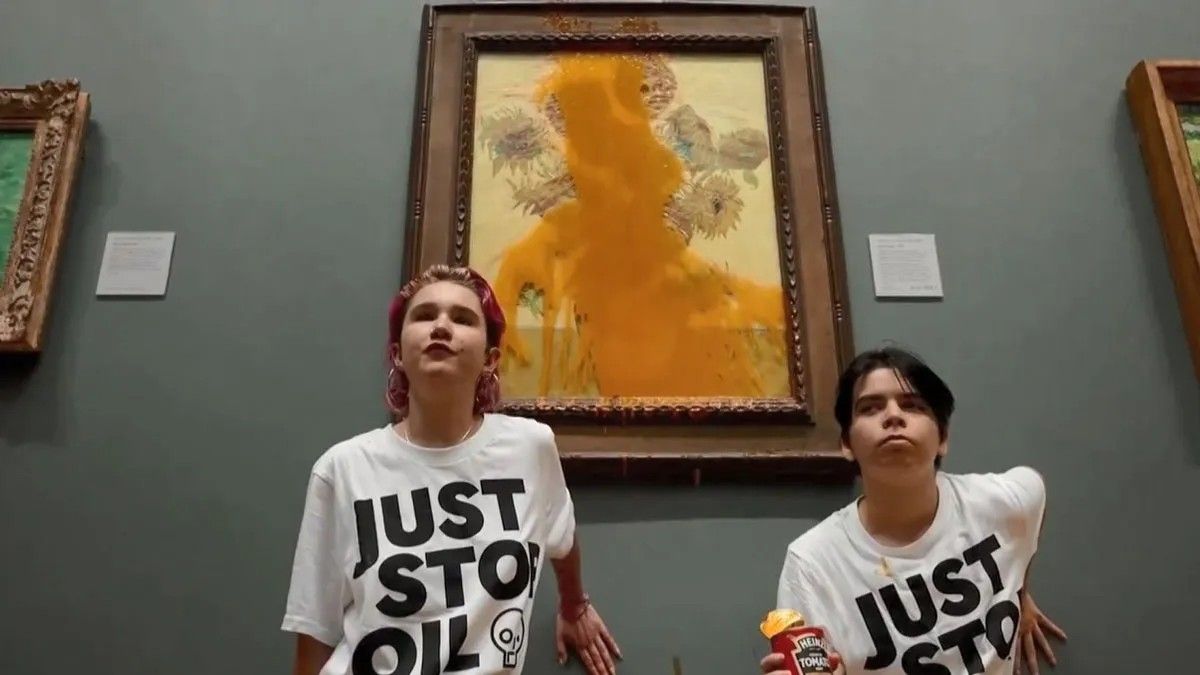 "Los girasoles" de van Gogh, la obra atacada por ecologistas radicalizados en la National Gallery de Londres (Foto: El Heraldo)