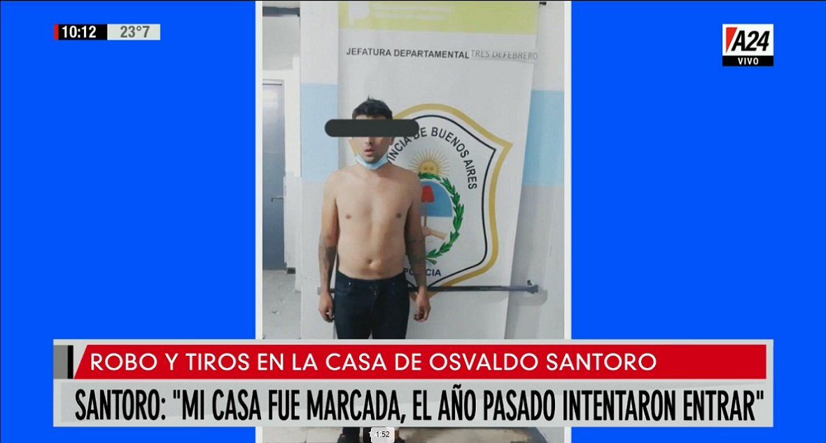 Robo en la casa de Osvaldo Santoro: tiroteo y dos detenidos