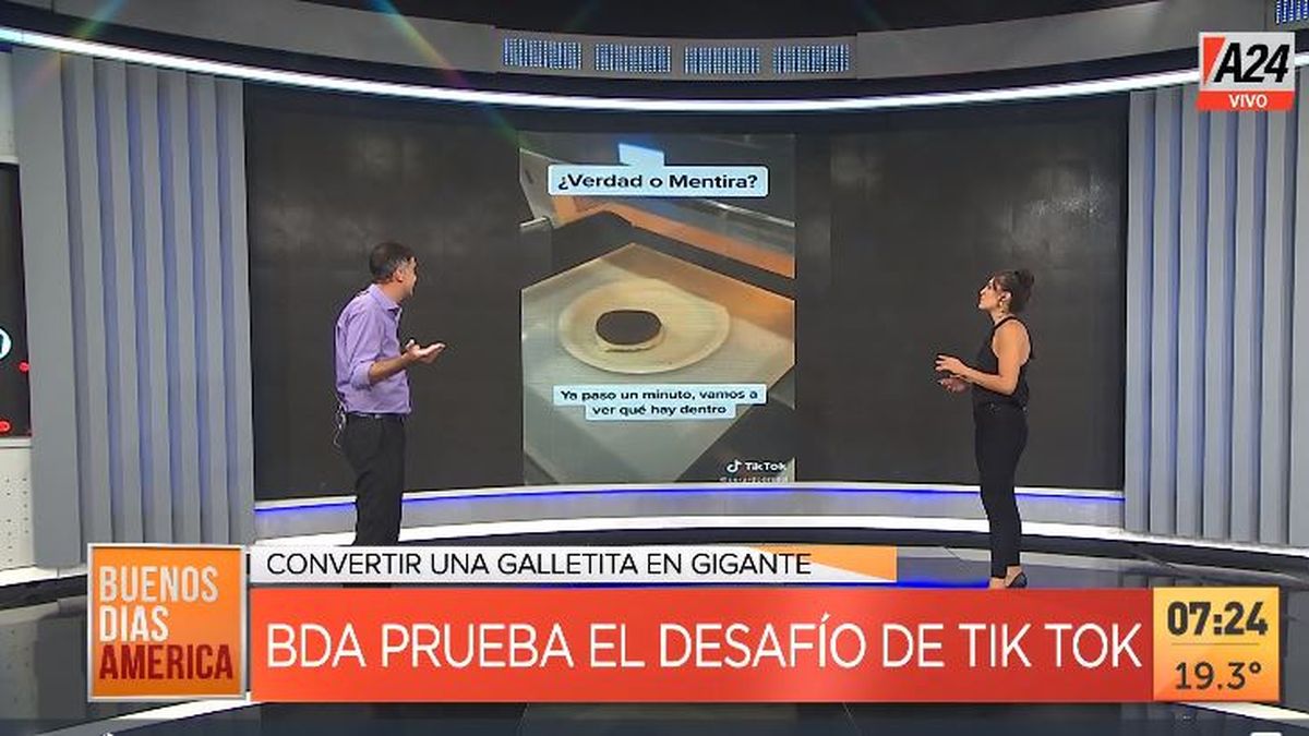 Galletita gigante: el desafío viral que es furor en Tik Tok. (Captura de Tv)