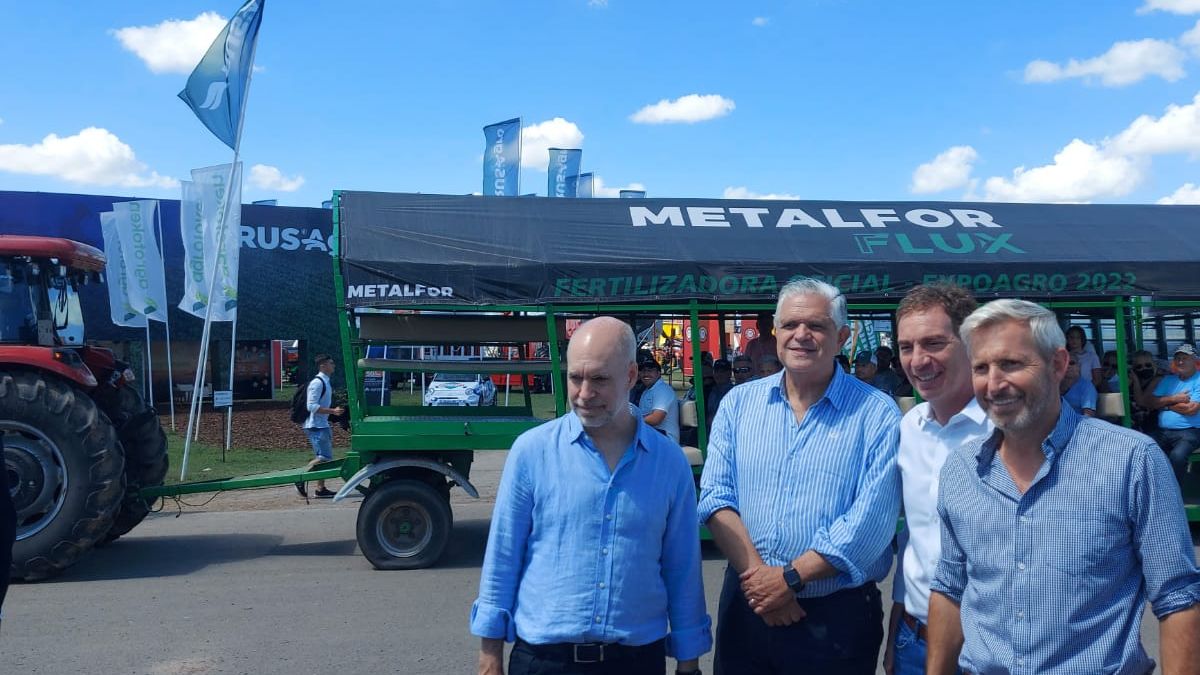 La última visita de Horacio Rodríguez Larreta a Expoagro. Fue en marzo, junto a Ricardo López Murphy, Diego Santilli y Rogelio Frigerio. 