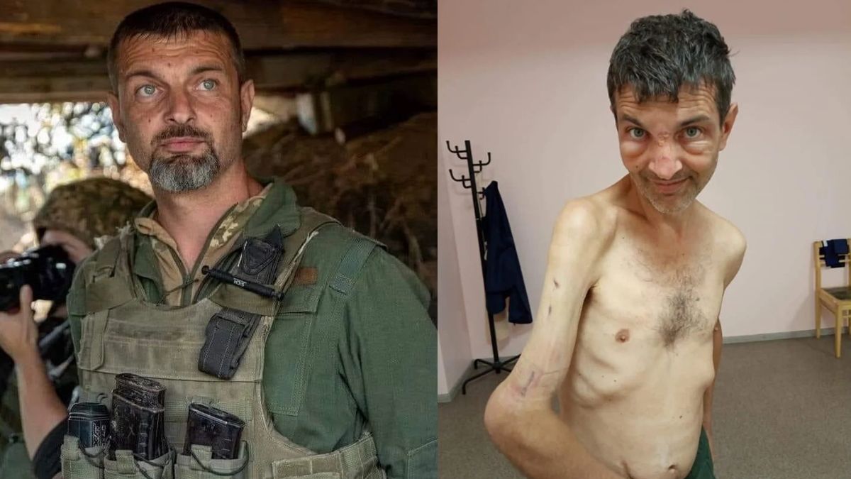 Mykhailo Dianov antes y después de ser prisionero en Rusia (Foto: Reuters).