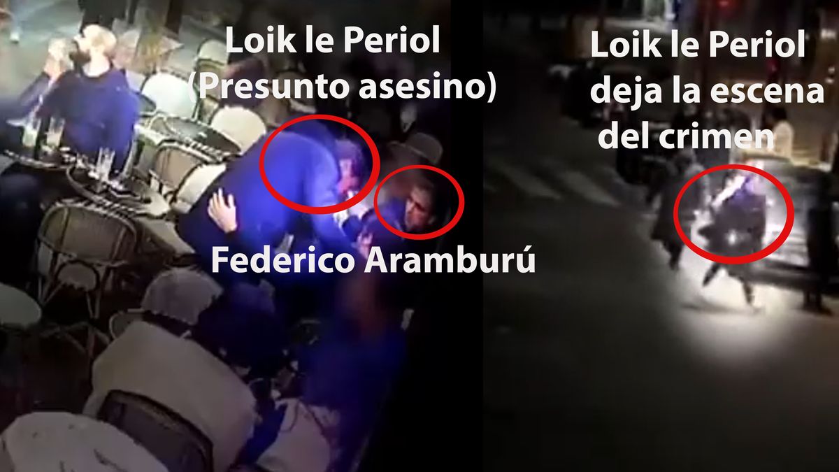 El momento en que Le Periol, acusado de asesinato lo molesta a un amigo de Aramburú. Luego, el asesino huye de la escena del crimen. (Foto: Captura de TV)