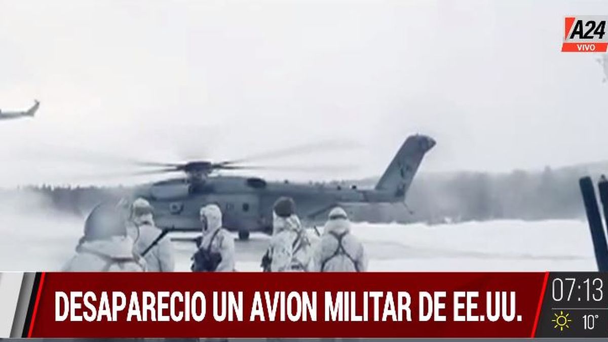 Desapareció un avión militar estadounidense en Noruega. (Captura de Tv)
