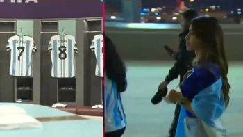 Antonela llegó tranquila al estadio. Antonela llegó tranquila al estadio.