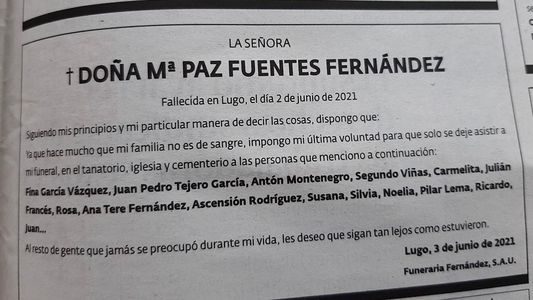 Antes de morir, dejó una carta señalando quiénes podían asistir a su funeral: al resto, les dejó un fuerte mensaje
