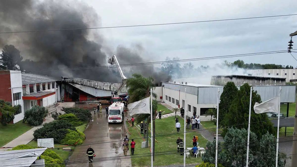 Video: feroz incendio en una fábrica del Parque Industrial de Pilar (Foto: Diario Resumen de Pilar).