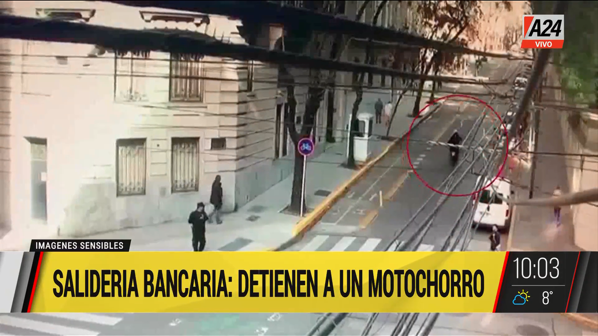 Salidera bancaria en Retiro: un motochorro de 16 años detenido. (Captura de Tv)