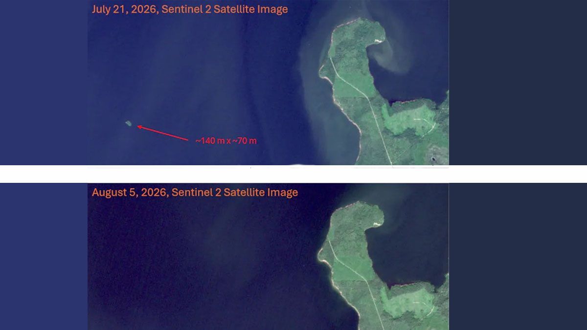 La isla fantasma, no siempre aparece en el mapa, pero existe de verdad en un lago artificial. (Foto: Cuenta de X 604tv)