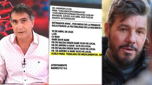 Laje explicó y mostró documentos que confirman que Tinelli sí pidió una valija con medicamentos