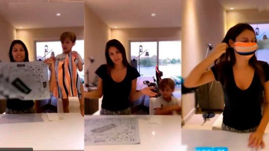 Pampita y su hijo Beltrán dieron una clase de cómo hacer barbijos caseros