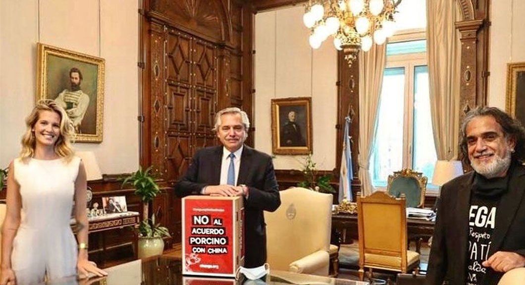 Liz Solari reunida con Alberto Fernández para pedirle que no se haga el acuerdo porcino con China