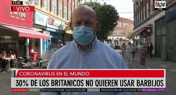 A24, en Londres: el 30% de los británicos no quiere usar barbijos