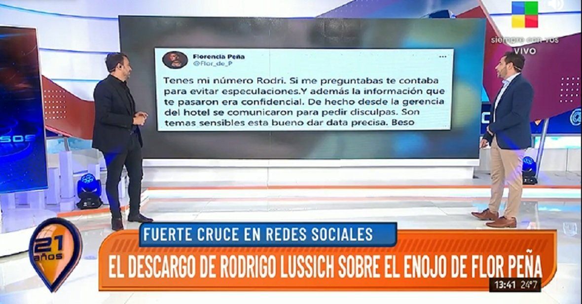 La respuesta de Rodrigo Lussich a Florencia Peña tras sus mensajes en Twitter