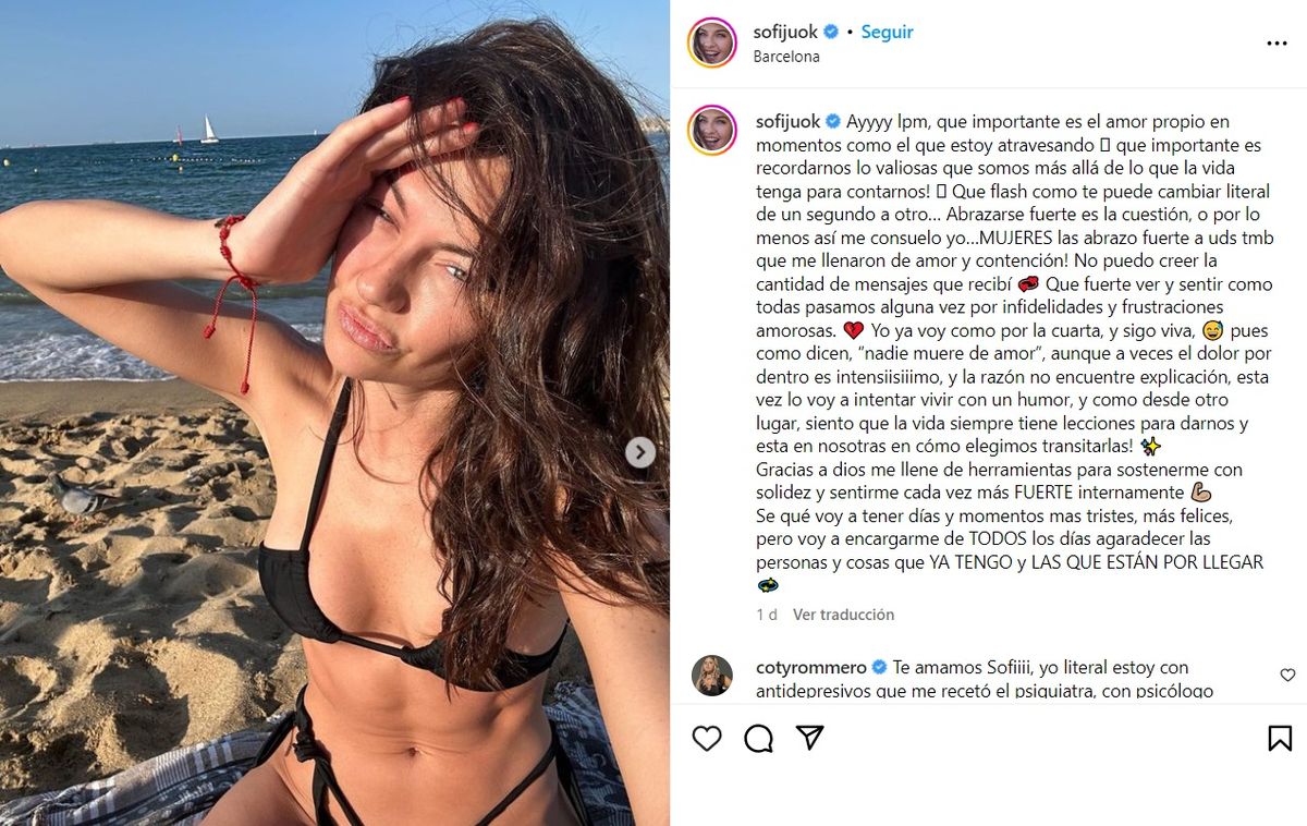 El topless de Sofía Jujuy Jiménez para olvidarse de la infidelidad de  Bautista Bello: Sana, sana...