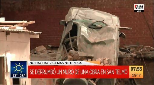 San Telmo: se derrumbó un muro de un edificio en construcción