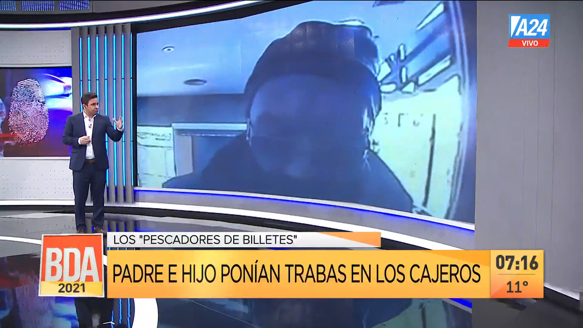 Cayeron los pescadores de cajeros automáticos: eran padre e hijo. (Captura de Tv)