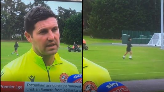 Una persona idéntica a Diego Maradona apareció trotando en medio de una entrevista en Escocia