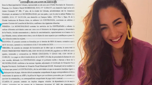 Feinmann mostró el contrato de Thelma Fardin con el gobierno de Ushuaia por 330 mil pesos