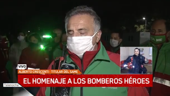 Las lágrimas de Alberto Crescenti en la despedida de los bomberos que hizo quebrar a Guillermo Lobo
