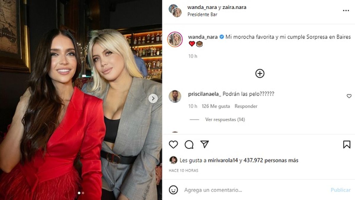 Wanda Nara y su inseparable hermana Zaira Nara, quien le organizó un cumpleaños sorpresa (fue el 10 de diciembre) a horas de llegar a Buenos Aires.