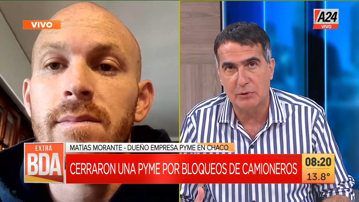 Cerró una PyMe en Chaco por el bloqueo de Camioneros: Nos fundieron (Foto: captura de TV).