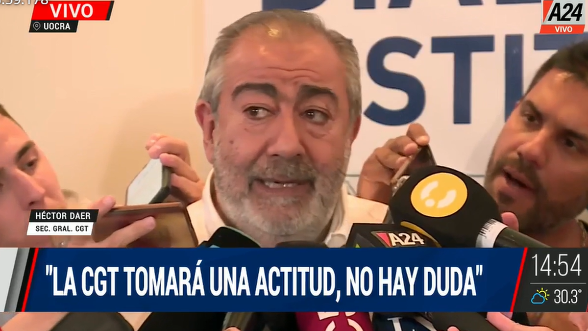 Héctor Daer mostró la preocupación de la CGT sobre el pago delos aguinaldos. (Foto: captura A24)