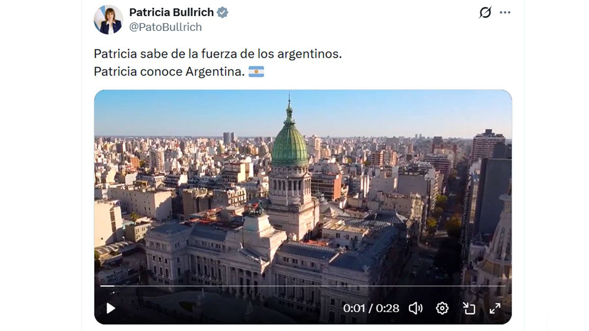 Nuevo mensaje de Patricia Bullrich que vuelve a sorprender a propios y a extraños. (Foto: Cuenta de X de Patricia Bullrich)