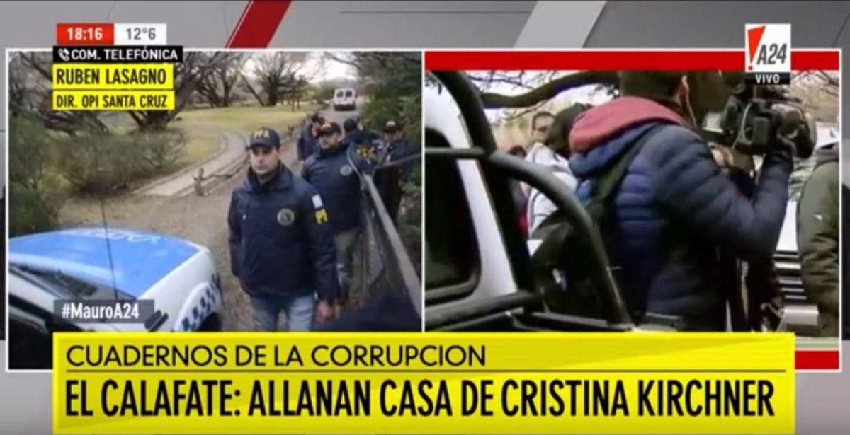 En medio de algunos incidentes con manifestantes, allanaron la casa de Cristina de El Calafate