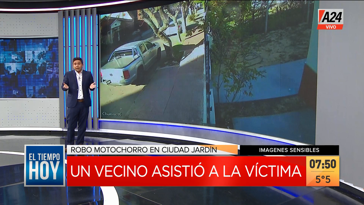 Violento robo motochorro a una mujer en Ciudad Jardín. (Captura de Tv)
