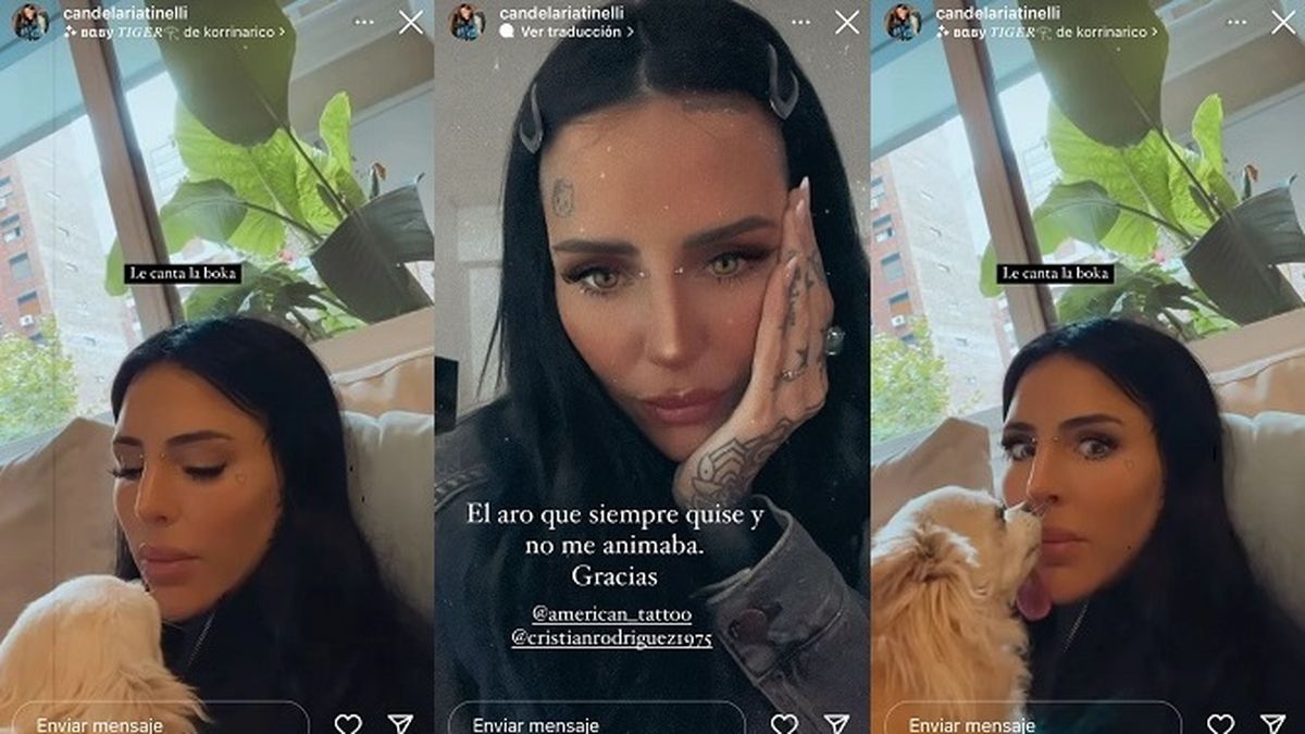 Cande Tinelli y su nuevo piercing en la nariz.