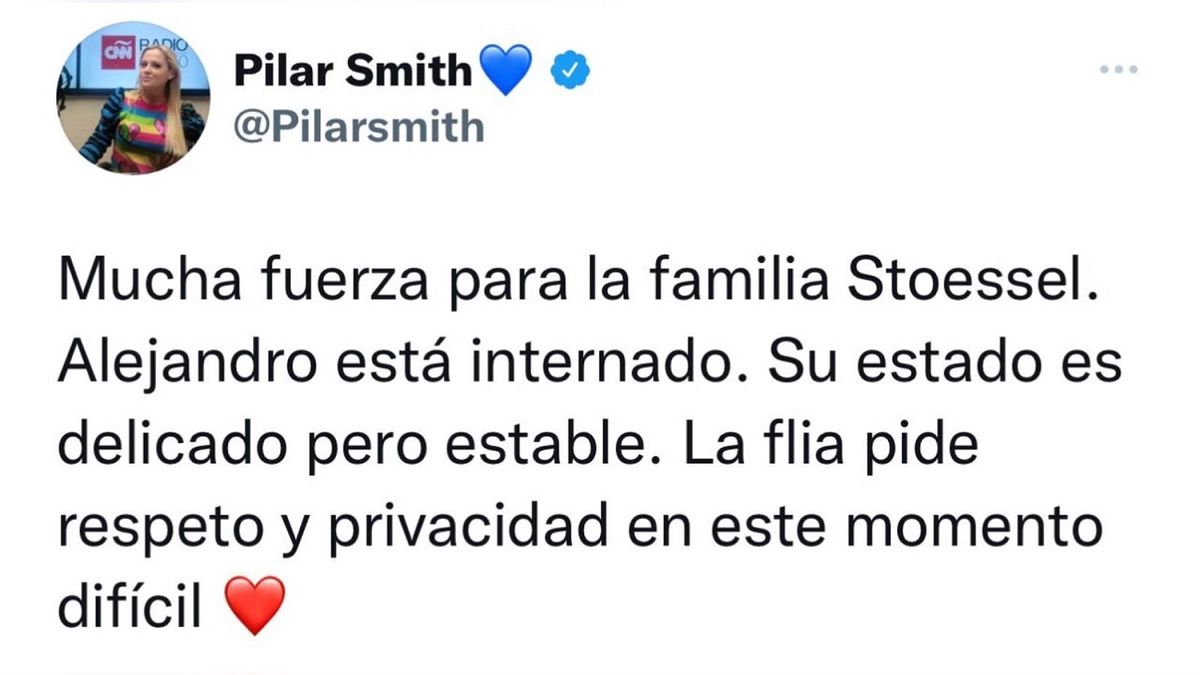 Pilar Smith dio la noticia de la internación de Alejandro Stoessel 