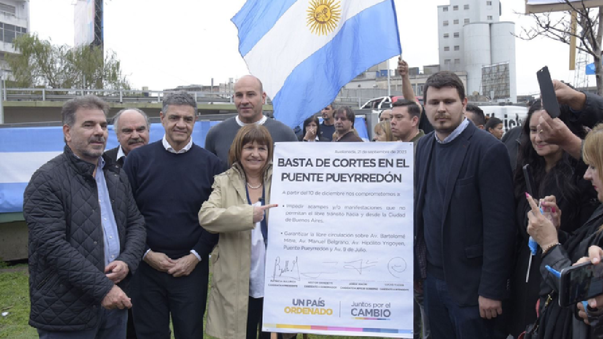 Patricia Bullrich y Jorge Macri firmaron un compromiso para terminar con los cortes en el Puente Pueyrredón. (Foto: captura)