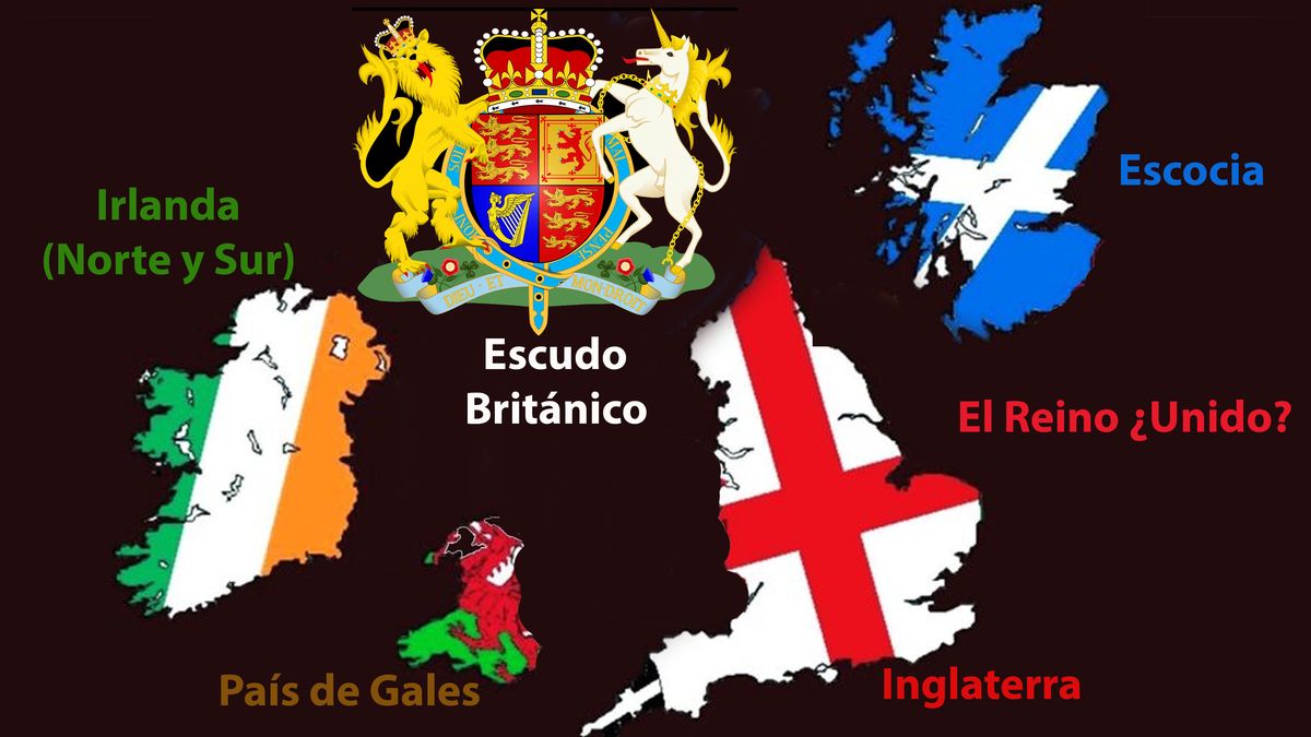 El escudo del Reino Unido suma las partes de sus naciones. ¿Cómo quedaría cada uno si fuera un país diferente e Irlanda del Norte se sumara a la República de Irlanda? (Foto: A24.com)  