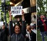 Tensión en la previa del acto de Milei: militantes libertarios y opositores separados por un cordón policial