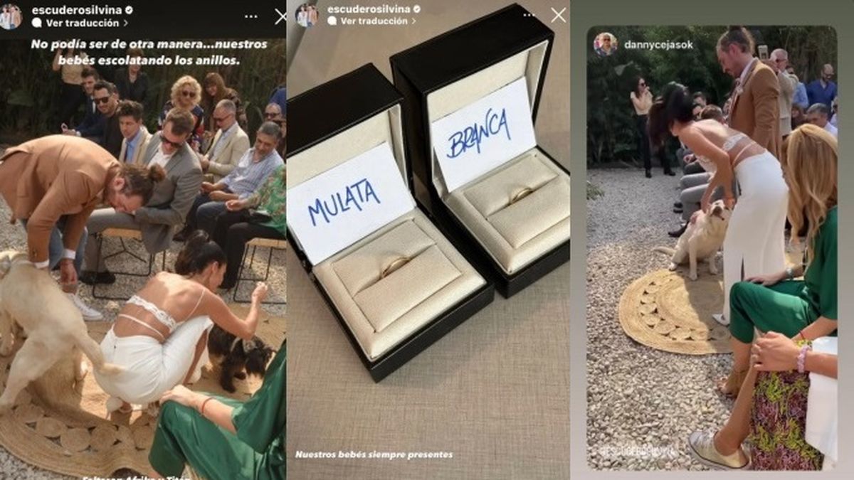 Mulata y Branca fueron las encargadas de llevarle las alianzas a Silvina Escudero y Federico, en su casamiento civil.&nbsp;