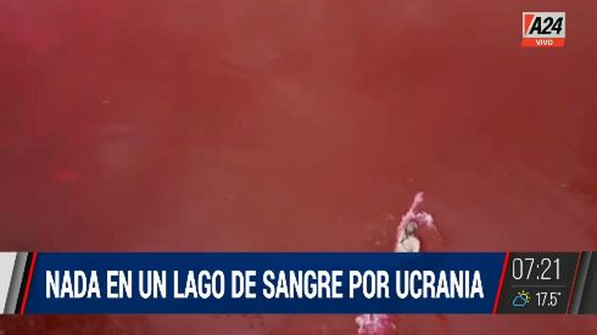 Masacre rusa: impactante lago de sangre por Ucrania. (Captura de Tv)