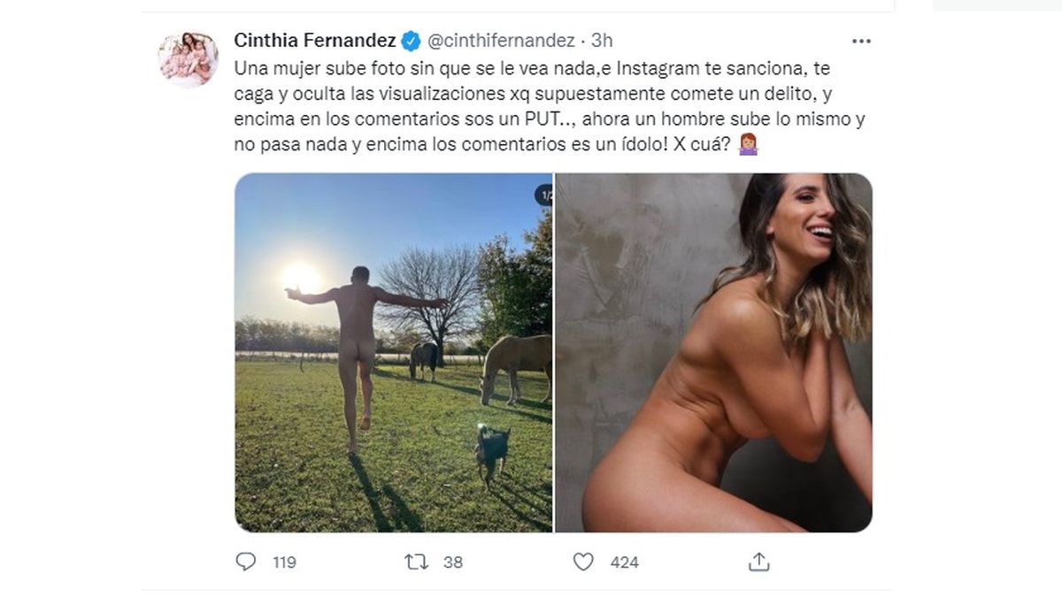 La fuerte reflexión Cinthia Fernández sobre el desnudo de Esteban Lamothe