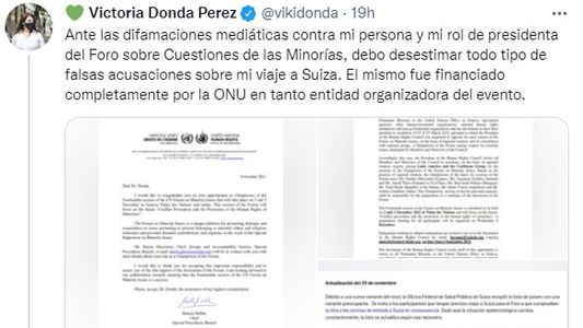 Victoria Donda se defendió en Twitter de las críticas que recibió por su viaje a Suiza: El lujo no es ni fue nunca mi motor