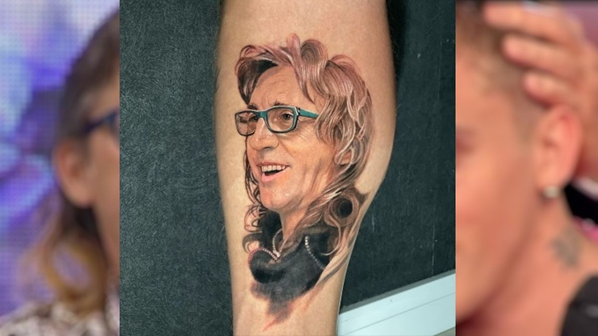 El tatuaje que el Polaco se hizo del rostro de su padre, que falleció el año pasado. 