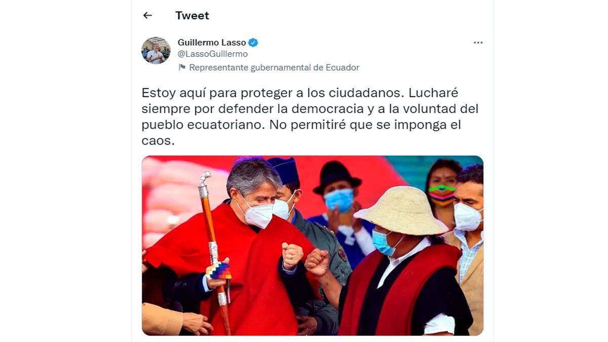 Guillermo Lasso dice que hay sectores que quieren sacarlo del poder (cuenta de Twitter de Guillermo Lasso)
