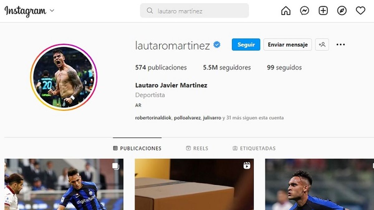 Tras unas horas desactivado, el perfil de Lautaro Mart&iacute;nez volvi&oacute; a la red social Instagram.&nbsp;