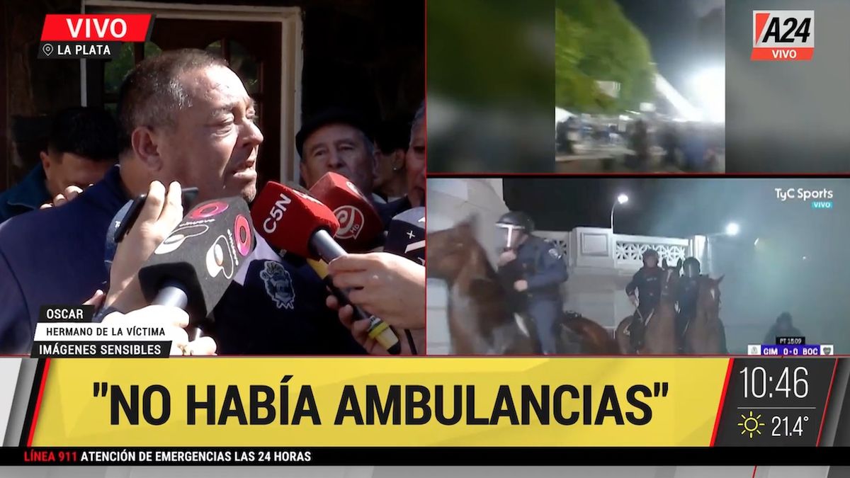 El hermano del hincha de Gimnasia fallecido charló con la prensa y apuntó contra el operativo de seguridad (Foto: captura de video).