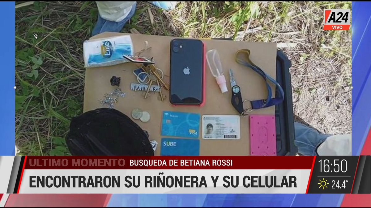 Caso Betiana Rossi: encontraron una riñonera con sus pertenencias en un descampado. (Captura TV)