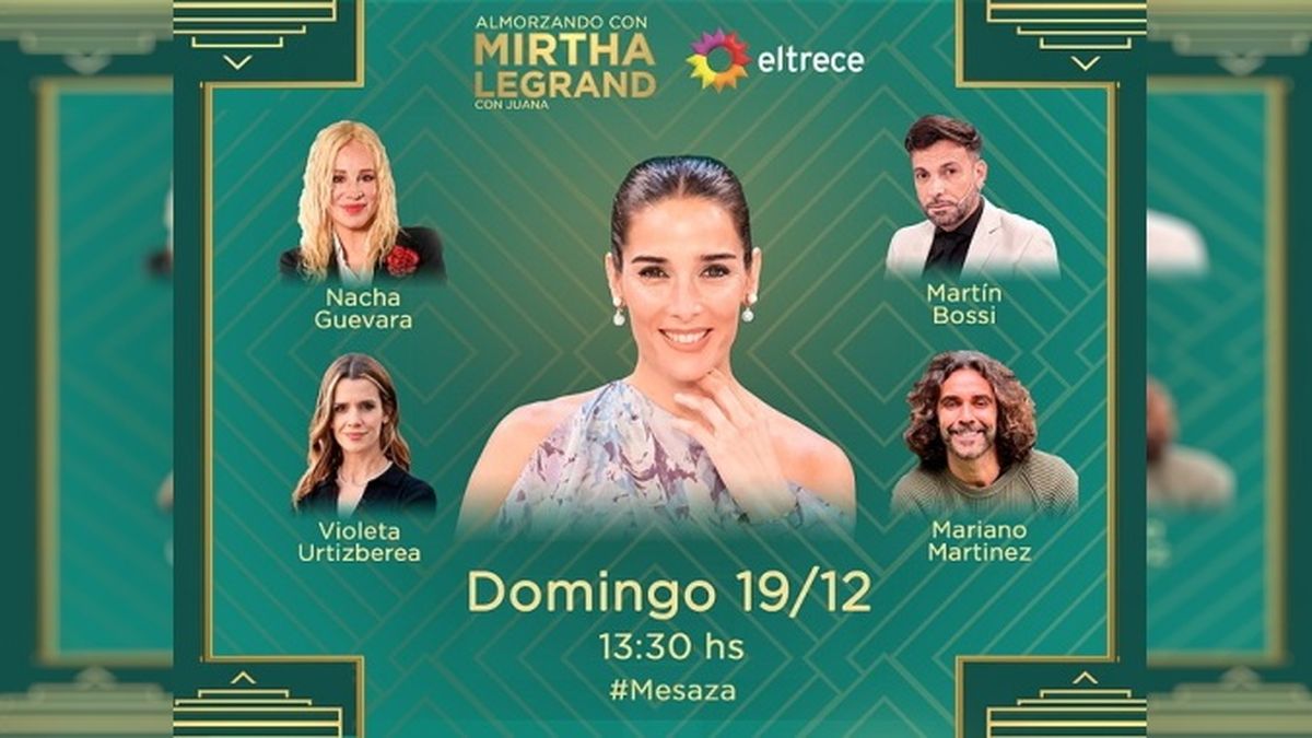 Los invitados anunciados para este domingo en el programa de Mirtha Legrand, conducido por su nieta Juana Viale en la pantalla de El Trece. 