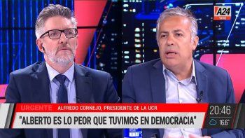 Alfredo Cornejo con Luis Novaresio: A varios no nos hacía mucha gracia posponer las elecciones.