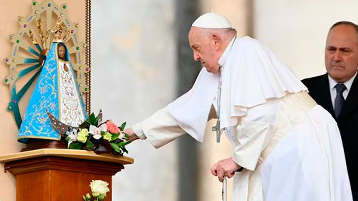 El Papa recordó a la virgen de Luján en su día y pidió por la Argentina (Foto: captura de TV).
